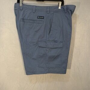 Columbia Mens Dog Lake Cargo Shorts Size 38 Sky Blue Zipper Pocket Hike Casual